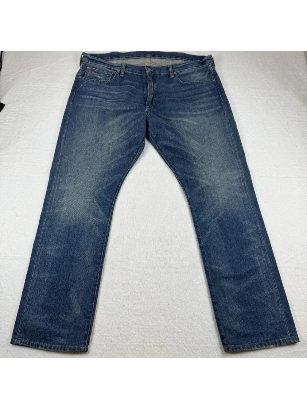Polo Ralph Lauren Jeans Mens Size 38x30 Blue Slim Straight Denim Distressed